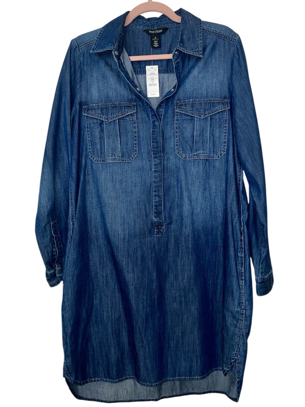 White House Black Market Dark Blue Denim Midi Shirt Dress